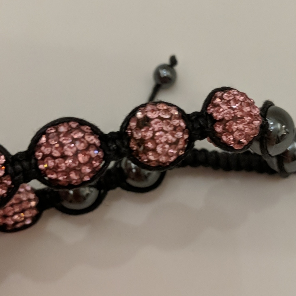 Pink Crystal Rhinestone Adjustable Bracelet - Picture 3 of 4